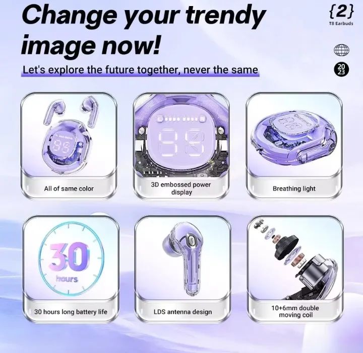Air 39 Earbuds - Wireless Transparent Airpods with Super Bass & HD Sound