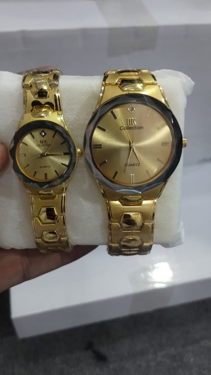 Gold Couple Watch Set – Luxury Quartz Timepieces For Him & Her