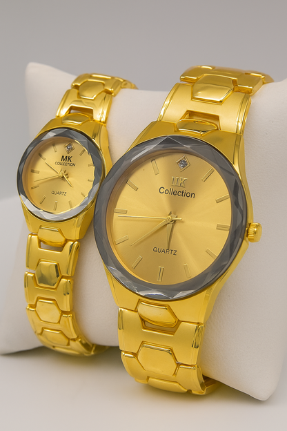 Gold Couple Watch Set – Luxury Quartz Timepieces For Him & Her