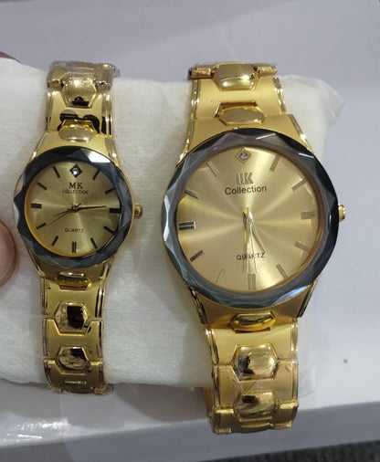 Gold Couple Watch Set – Luxury Quartz Timepieces For Him & Her