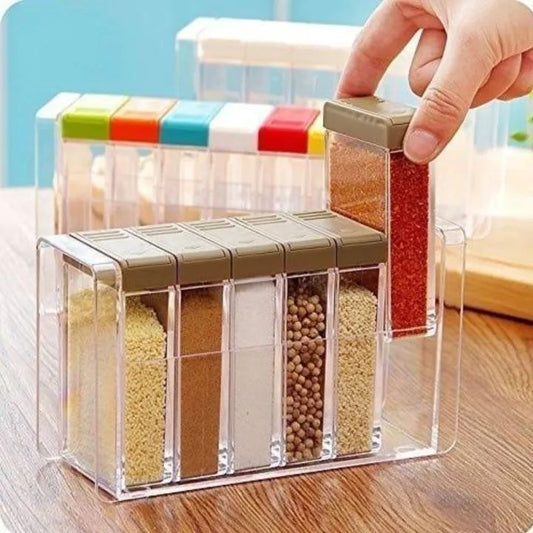 6 Piece Kitchen decor Transparent Spice Jar Set