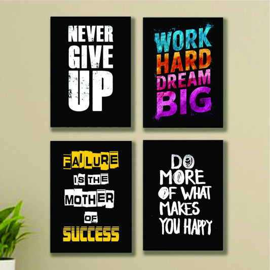 4pcs Motivational Sticky Phototile Wooden Material Wall Frames For Home Decor (8x11inches)