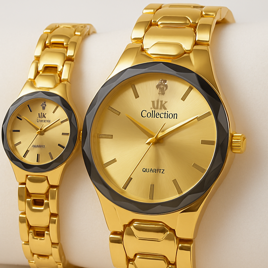 Gold Couple Watch Set – Luxury Quartz Timepieces For Him & Her